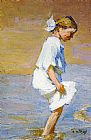 Edward Henry Potthast Canvas Paintings - Wading at the Shore